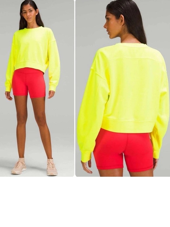 lululemon athletica Tops - LULULEMON Rare🌟 Perfectly Oversized Cropped Crew Neon NWT🌟Size 6
